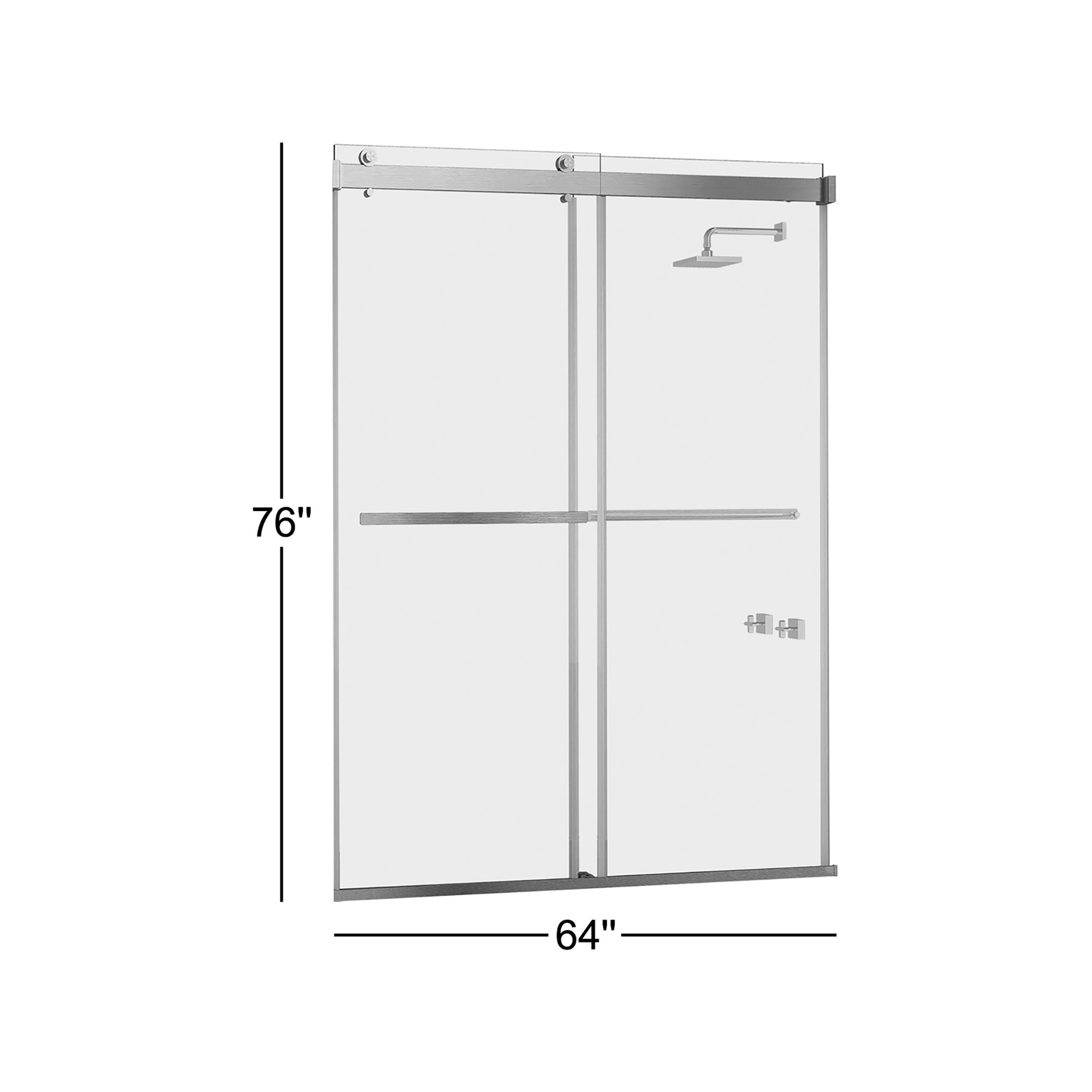 Spezia 60'' - 64'' W x 76'' H Double Added Door Frameless Shower Door, Chrome