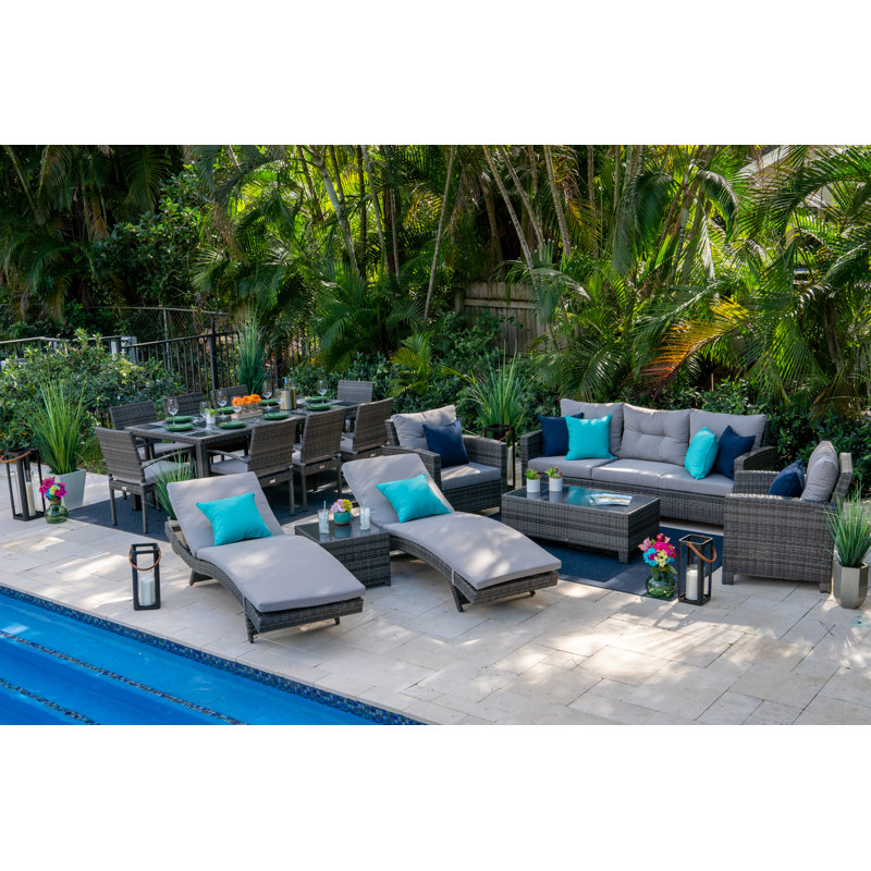 Bethena 15 - Person Patio Conversation Set with Cushions, Gray, Gray