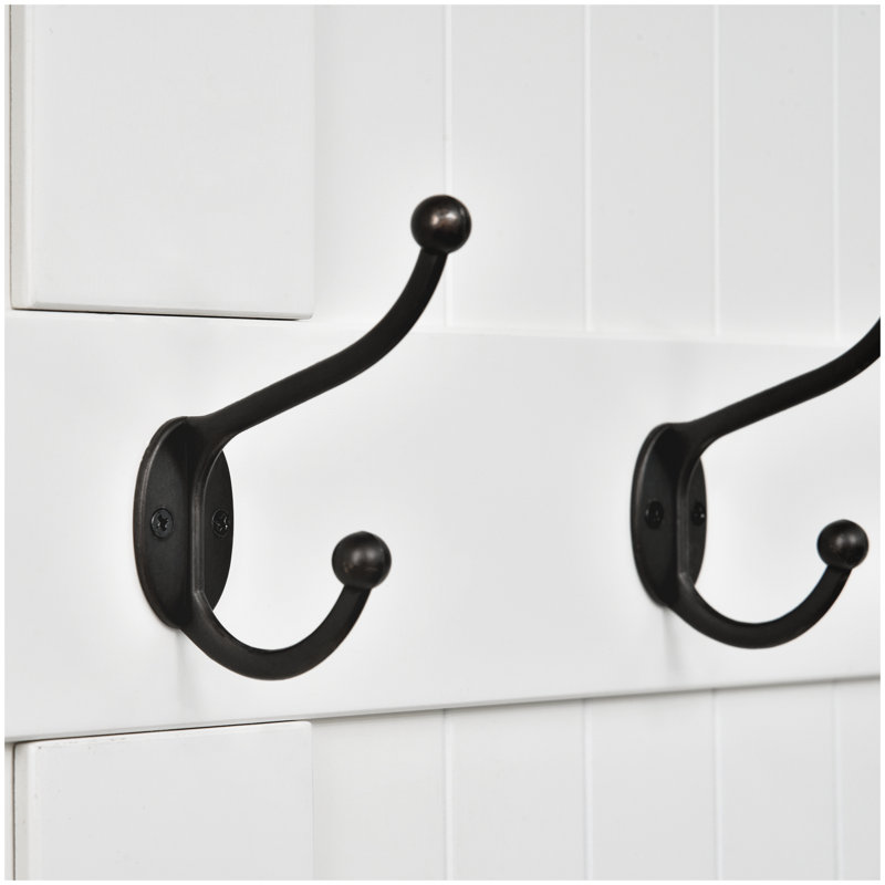 38" 3-In-1 Entryway Hall Tree With Storage Bench, Coat Rack With Four Hooks And Shoe Storage, White