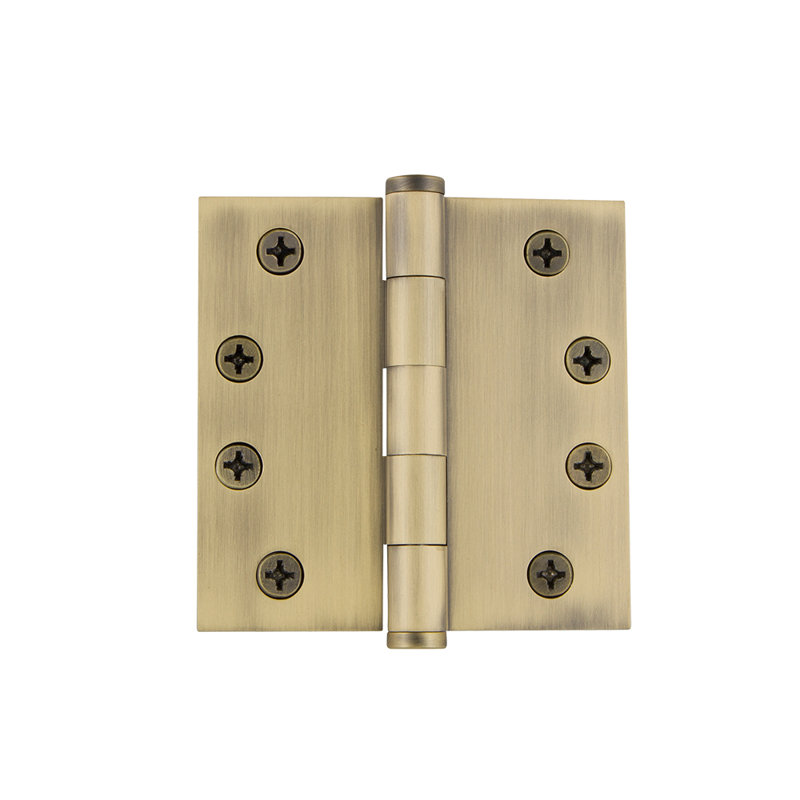 4'' x 4'' Brass Butt Bearing Hinge, Vintage Brass