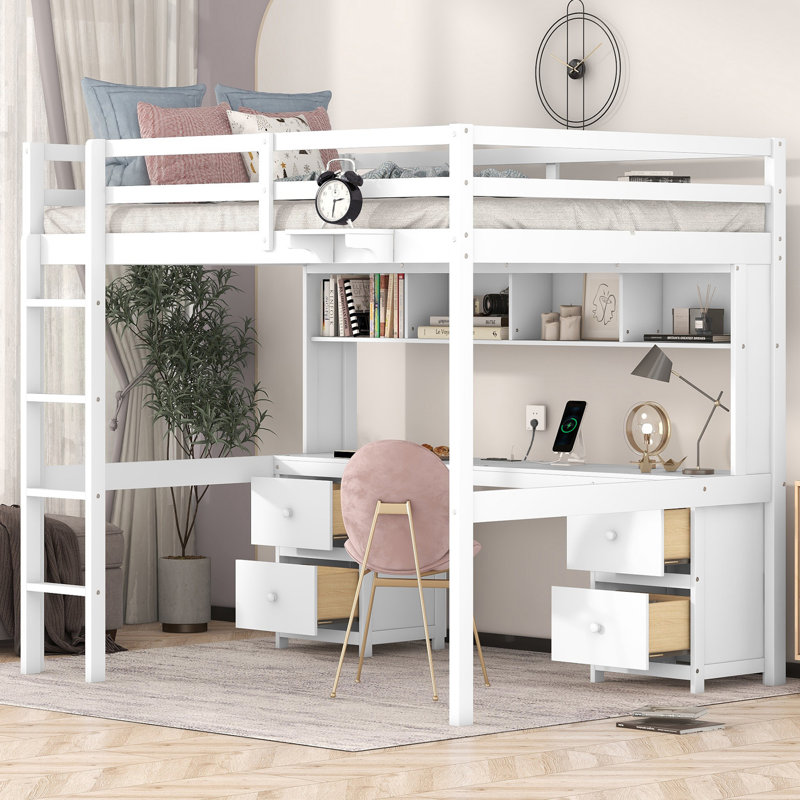 Yvette Kids Full Loft Bed, White