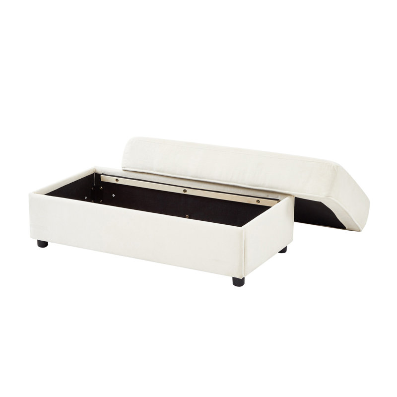 Fauteuil en chenille avec repose-pieds avec rangement, Beige