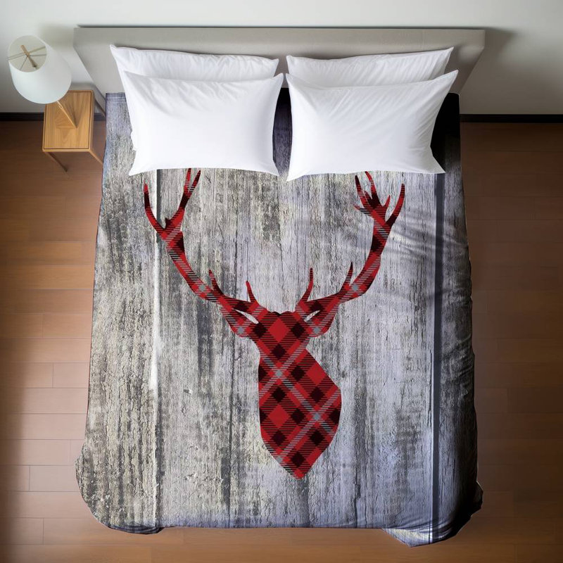 Rustic Deer Queen Duvet Cover - Wood and Deer Home Decor