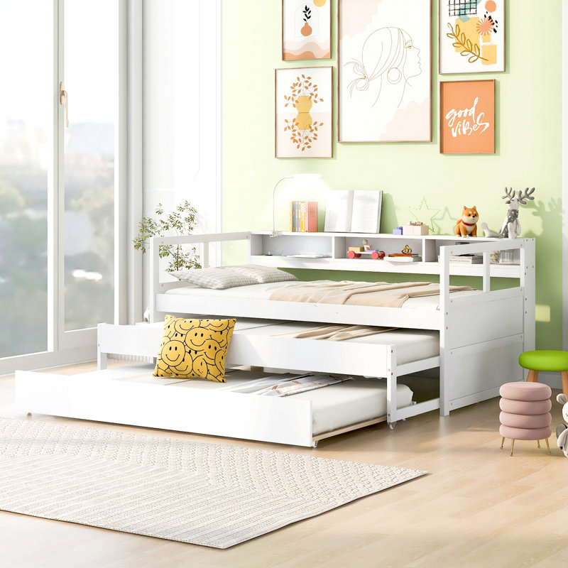 Lit de jour simple en bois Azden, Blanc, Simple extra long