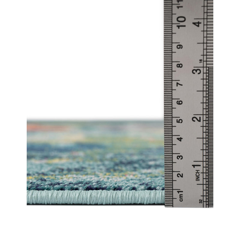 Tapis bleu marine à motif animalier Esposito, Carré 10pi