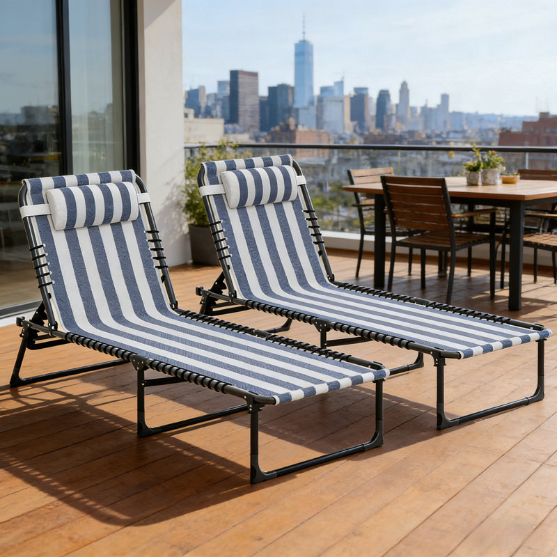 Outdoor Chairs,2 Folding Chaise Lounge, 2