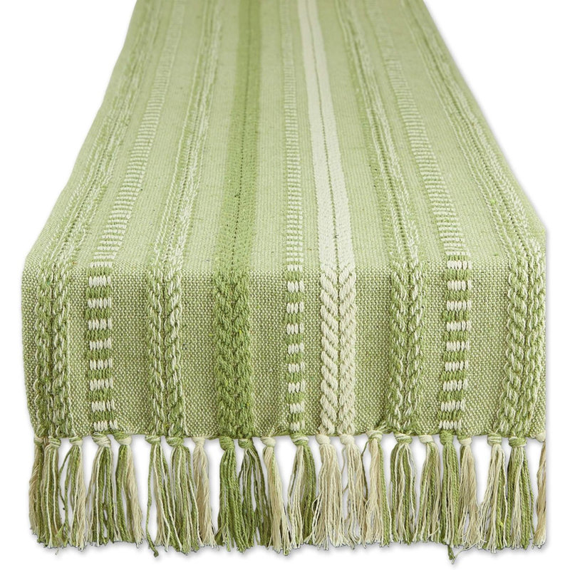 Elco Striped Table Runner, Green, 15" x 113""
