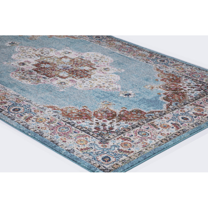 Tapis bleu performance Power Medallion, Rectangle 5 pi 3 po x 7 pi 3 po