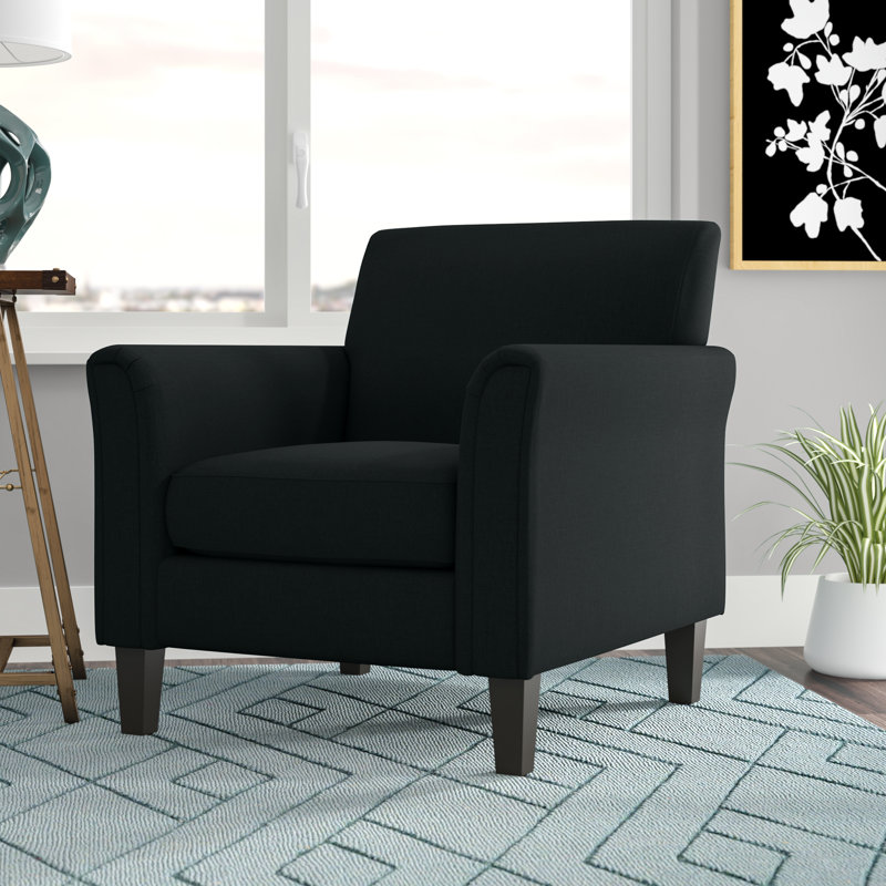 Fauteuil club en polyester 33,5 po Achilles, Noir