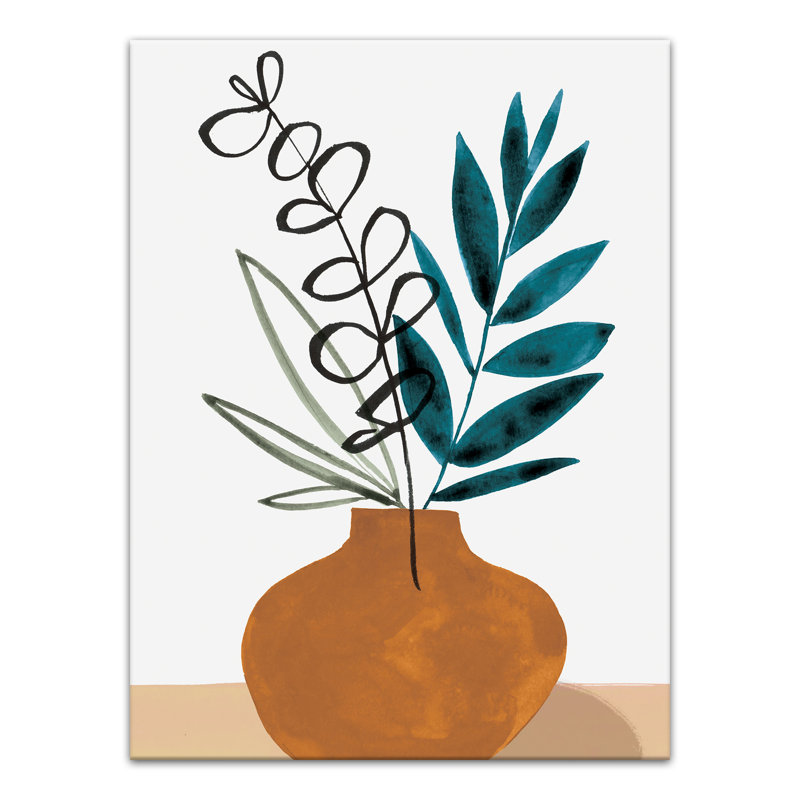 Branches bleu sarcelle sur toile, H 16 po x l 12 po x P 1,25 po