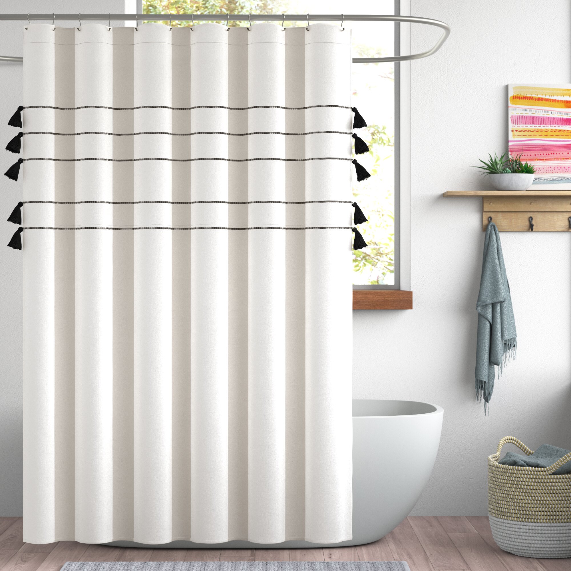 Seersucker Striped 100% Cotton Shower Curtain & Reviews