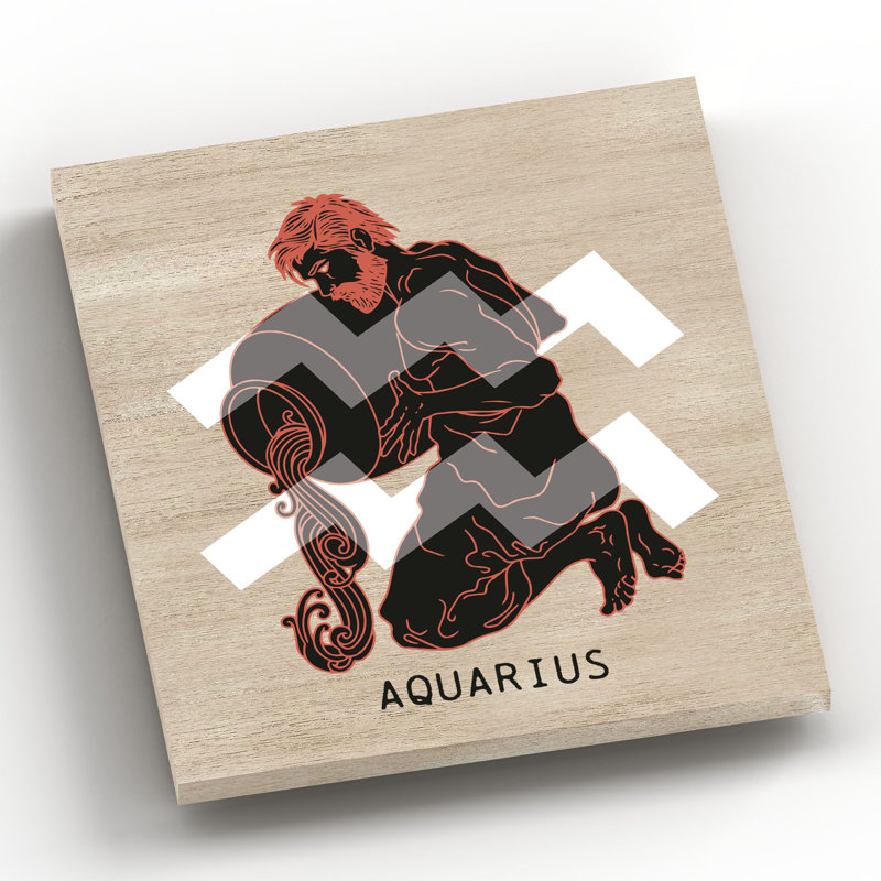 Kana Zodiac Aquarius - Print on Wood