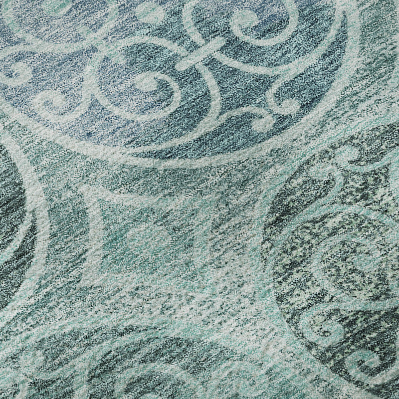 Premium Machine Washable Lisse Teal Rug, Rectangle 10' x 14'