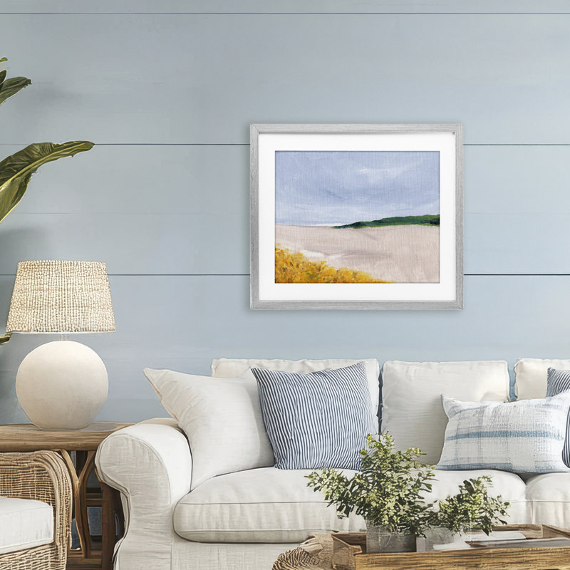 «Soft Sicily Landscape», reproduction d'art sous verre encadrée par Nikita Jariwala, Cadre de ferme gris, H 17 po x l 21 po