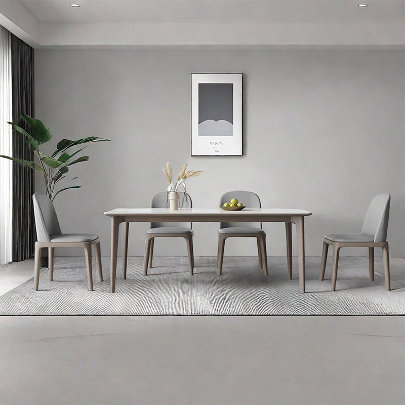Ensemble de table à manger moderne et simple en bois massif, 5