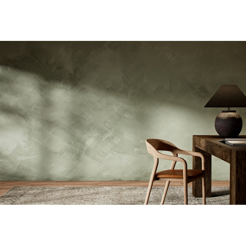 Limewash Solid Color Terralon Wallpaper Roll by FH Art Studio, Green