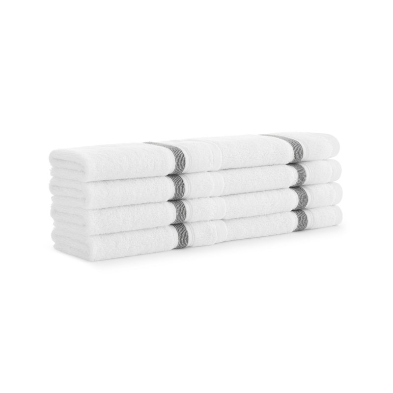 Davor Extra Soft & Plush 600 GSM Aegean Cotton Striped Turkish Washcloths (Pack of 8), Dark Gray