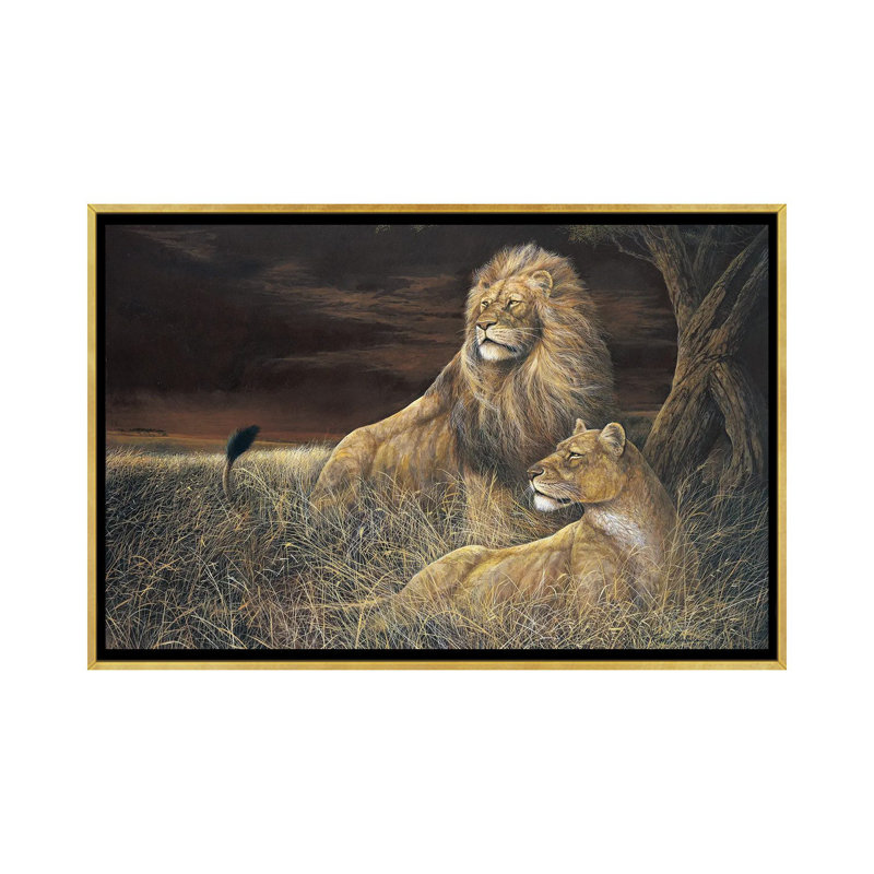 «Winds in the Serengeti» par Ruane Manning - reproduction d'art, Aucun mat, H 26 po x l 40 po x 1,5 po, Toile encadrée d'or