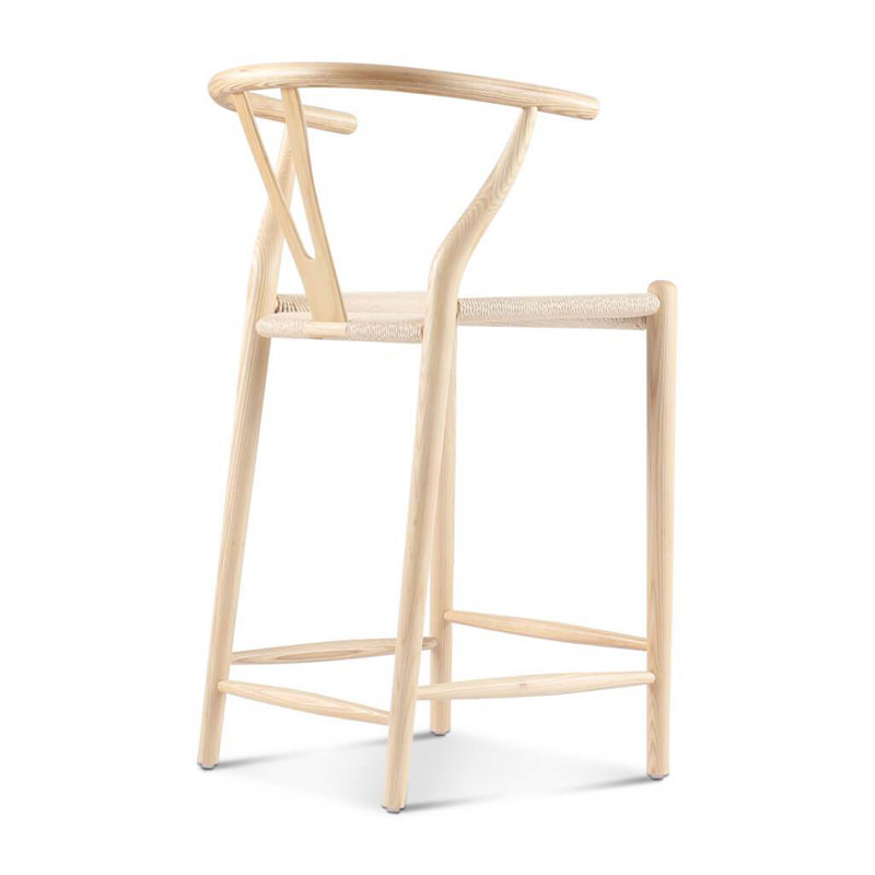 1 PC Wishbone Counter Stool, Natural Ash