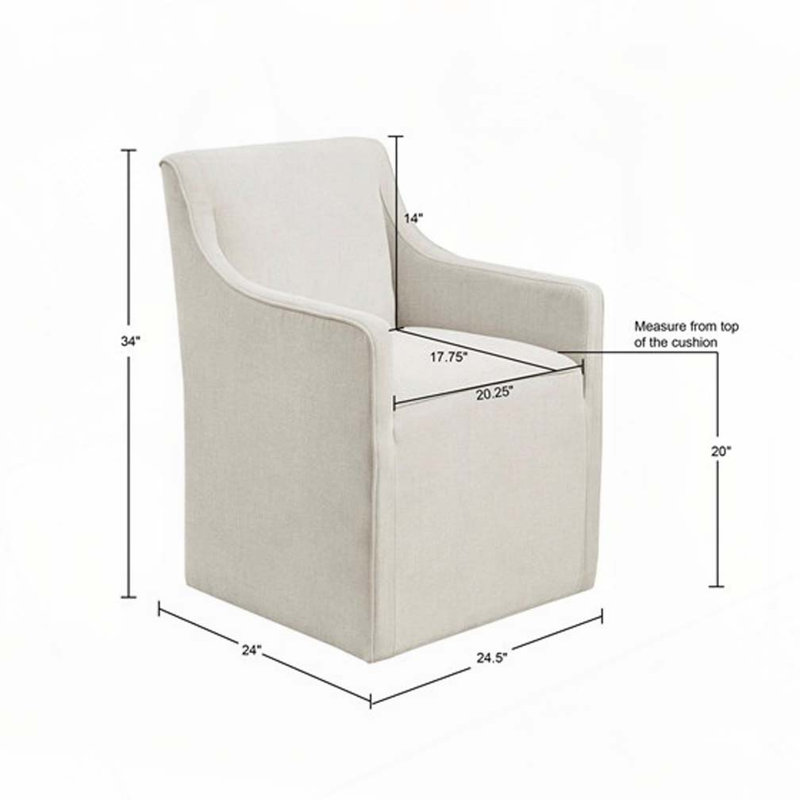 Chaise avec accoudoirs à jupe, Crème, crème