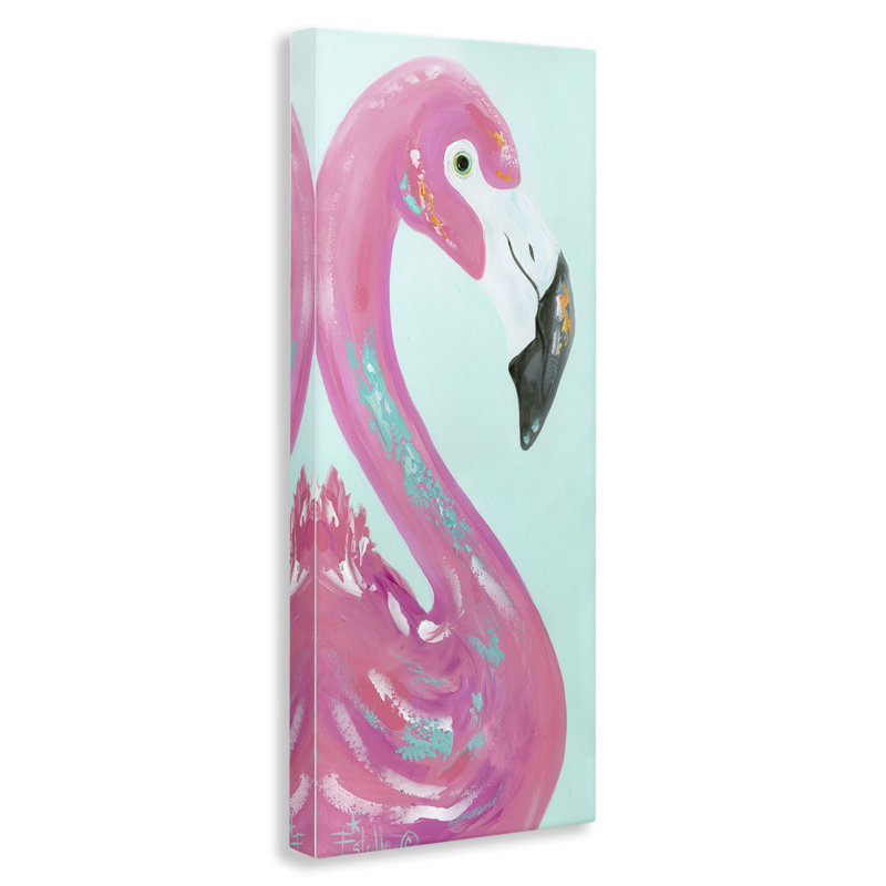«Odd Flamingo Portrait», art mural sur toile par Estelle Grengs, H 24 po x l 10 po