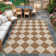 Machine Washable Easy Jute Area Rugs for Living Room Bedroom Distressed Checkered Office Carpet High Traffic Entryway Rug Non Slip Backing Trellis Farmhouse Floor Cover