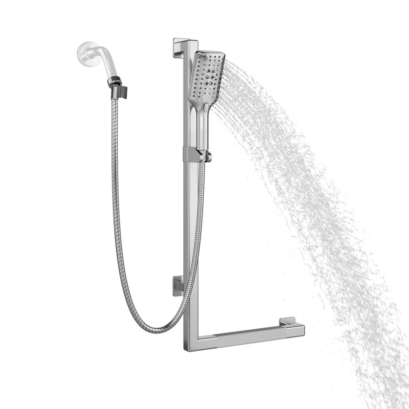 Seville Slide Bar Slip Resistant ADA Compliant 500 lb Weight Capacity Slide Bar with Multi-function Handshower Left, Chrome