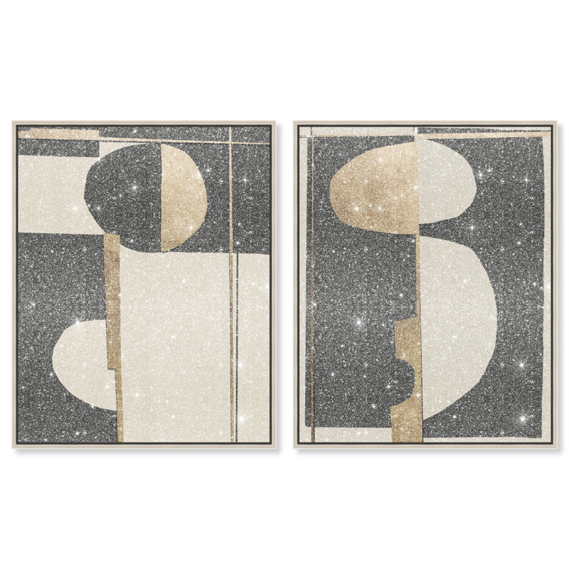 Balance Set Canvas Abstract Print by Oliver Gal, Black Frame, 16 x 20, 17"H x 21"W, Silver Floater Frame