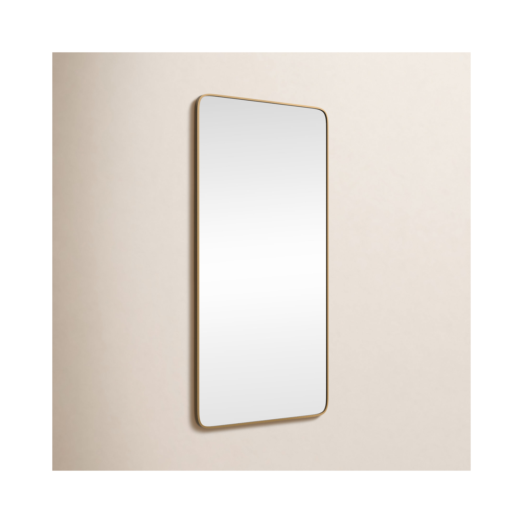 Sabine Metal Rounded Rectangle Wall Mirror, 60'' H x 30'' W, Brass