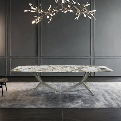 Sintered stone carbon steel dining table