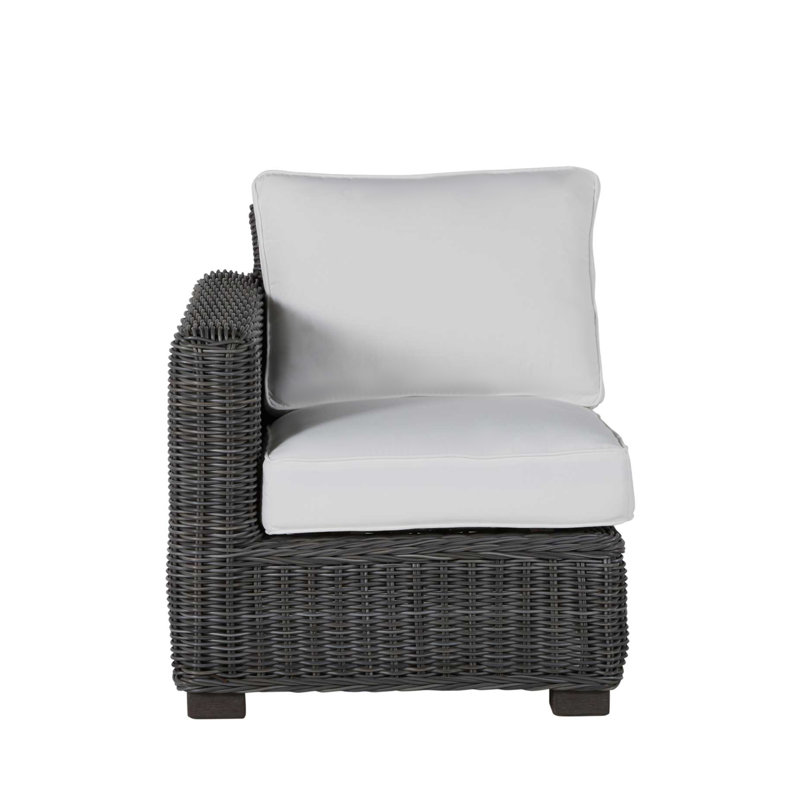 Rustic Woven Sectional Left, No Welt, Rollo Lace InsideOut® Linen, Slate Gray