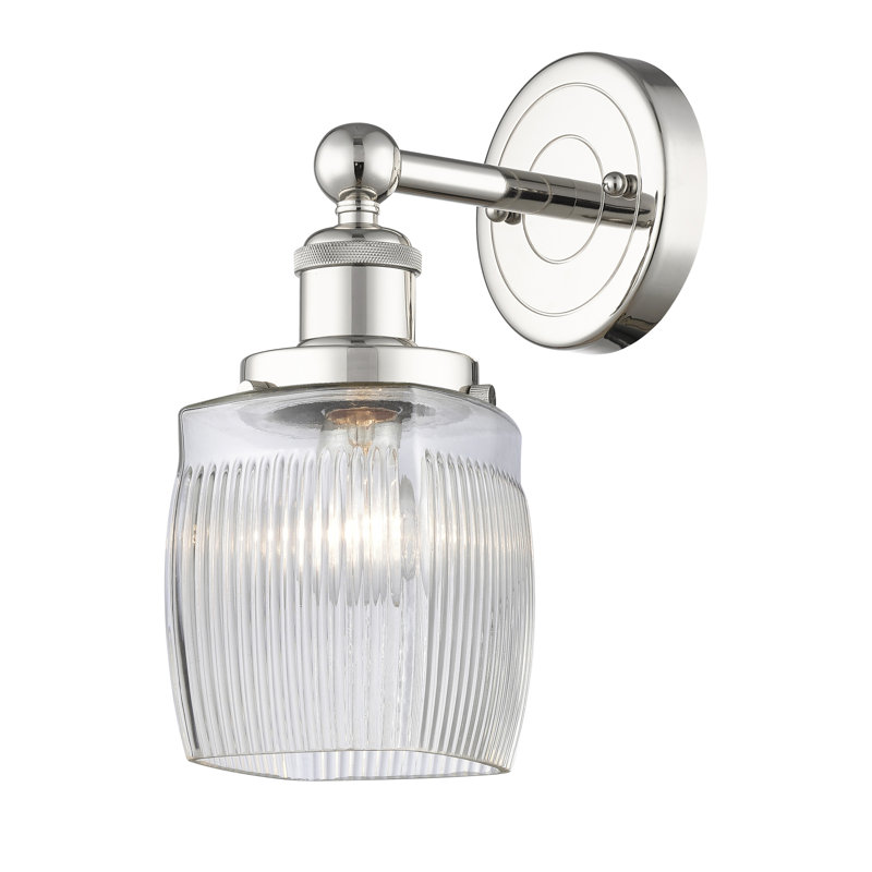 Keenan Steel Armed Sconce, Polished Nickel