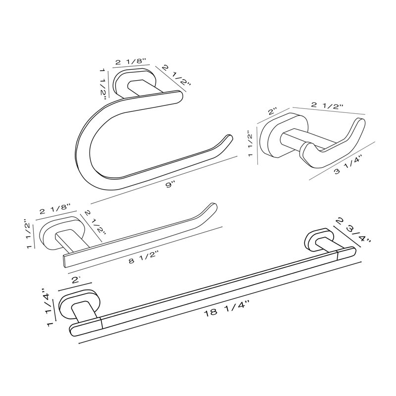 Moscow 4 - Piece Bathroom Hardware Set