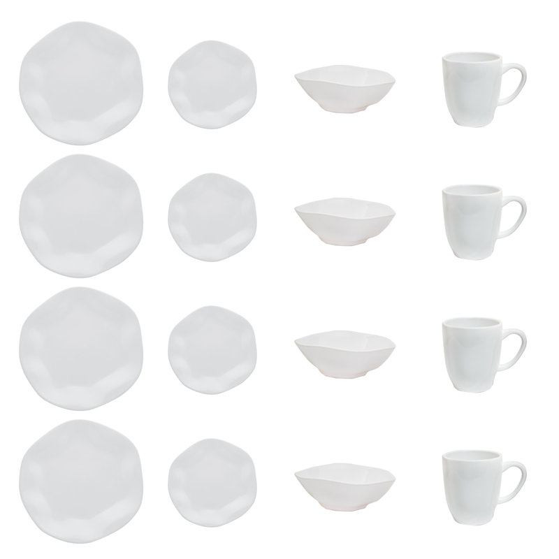 Ensemble 16 pièces de vaisselle, service pour 4 Finnick, Blanc