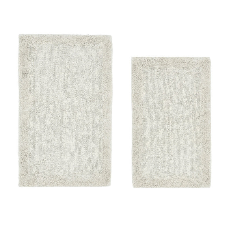 Ensemble de tapis pour salle de bain réversible 2 pièces Moriceau, 2 pièces (21 po x 34 po | 24 po x 40 po), Ivoire ivoire