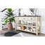 Retro Design Console Table With Two Open Shelves, Pine Solid Wood Frame And Legs For Living Room (Beige)-1796593073