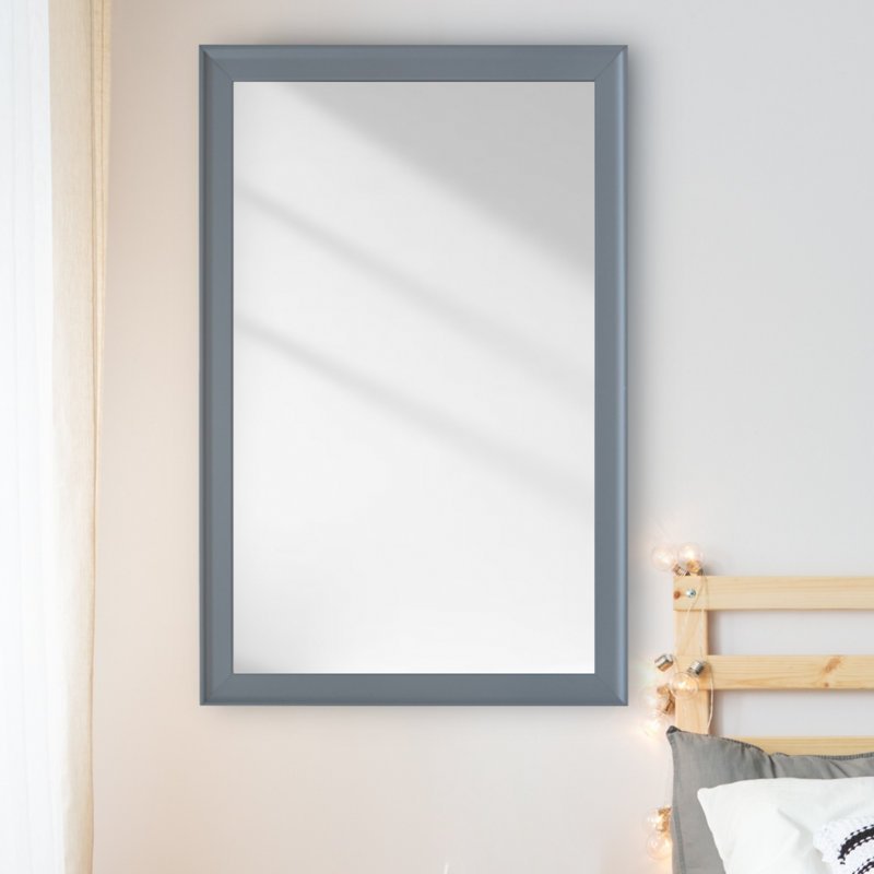 Morgan Wood Framed with Safety Backing Ideal for Bathroom / Vanity Mirror, 28" x 48", Light Grey
