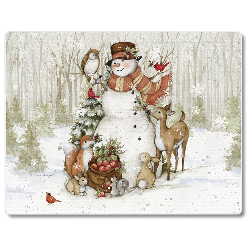 Winter Forest Decorative Tempered Glass Rectangular Cutting Board