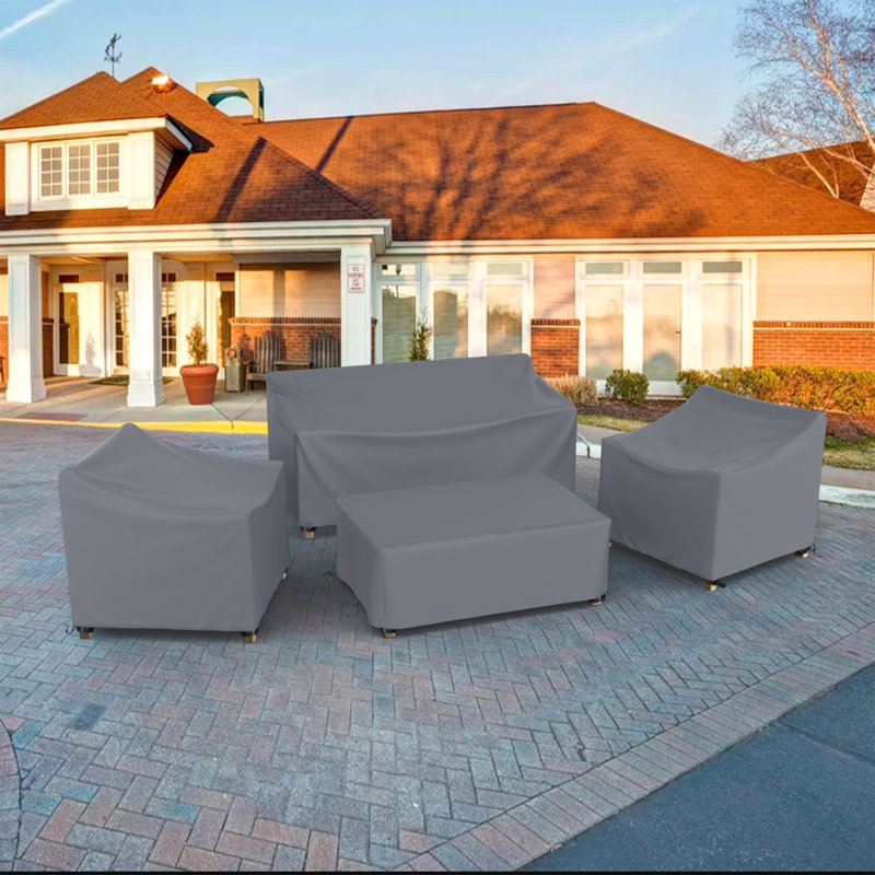 Waterproof Patio 4 Piece Set Covers for Outdoor Conversation Set, Gray, 30" H x 51" W x 27" D