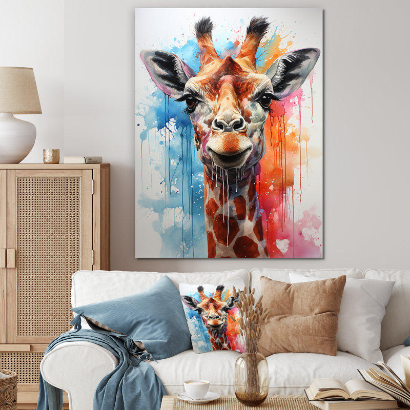 Popart, girafe, art mural, Toile tendue, H 20 po x l 12 po x P 1 po