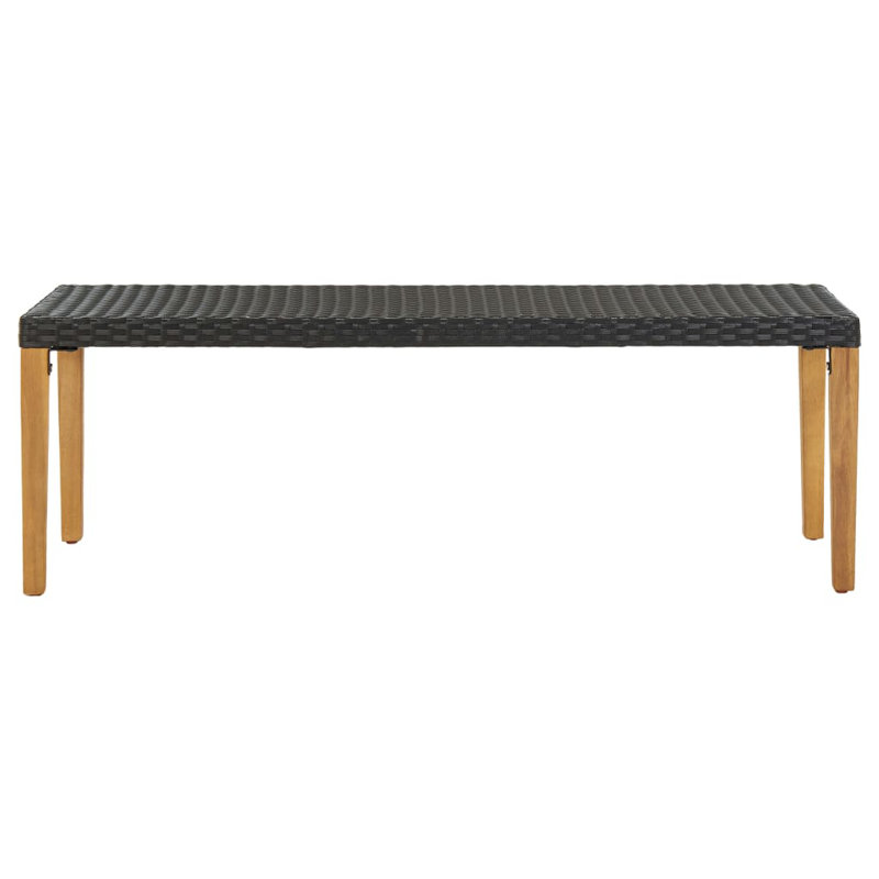 Chaliah Wicker Outdoor Bench, Brown, Black