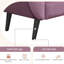 Banc rembourré mauve avec 2 coussins, accoudoirs roulés et pieds en chêne massif pour le salon