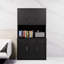 Armoire de rangement garde-manger noire, armoire autoportante avec tablettes réglables, 6 portes et 1 tiroir