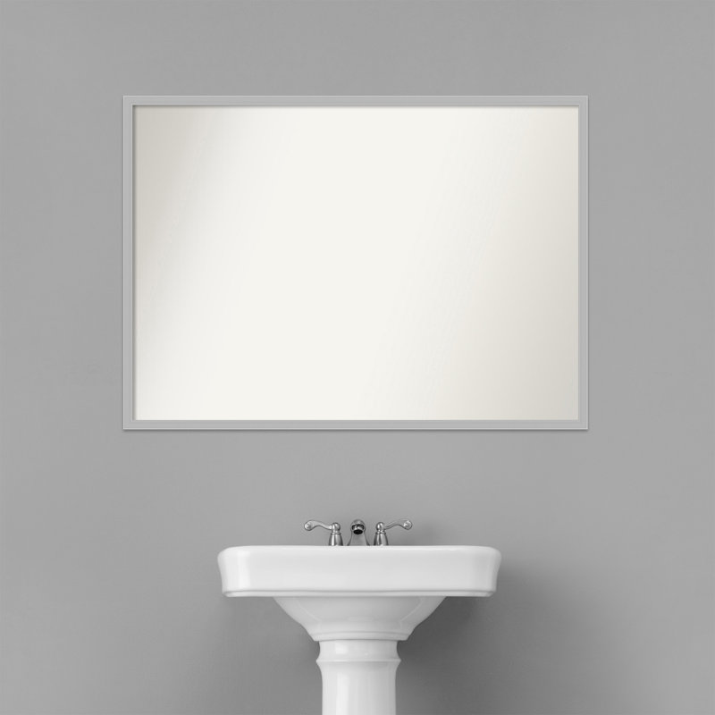 Hera Chrome Bathroom Vanity Non-Beveled Wall Mirror, 28" x 39"