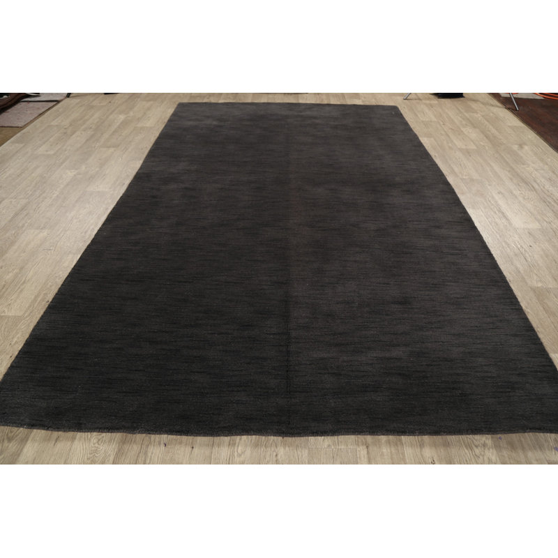 Tapis unique gris anthracite en laine nouée à la main nouvel âge 6 pi 4 po x 9 pi 10 po Rymill
