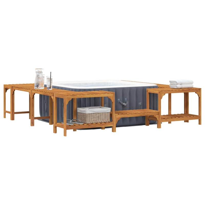 Hot Tub Surround Brown Solid Acacia Wood, 55.5cm H x 250cm W x 250cm D