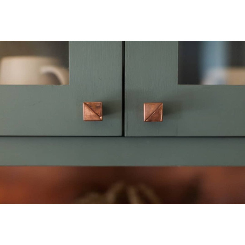 Pyramid Square Knob, Buffed/Polished Lacquered Copper