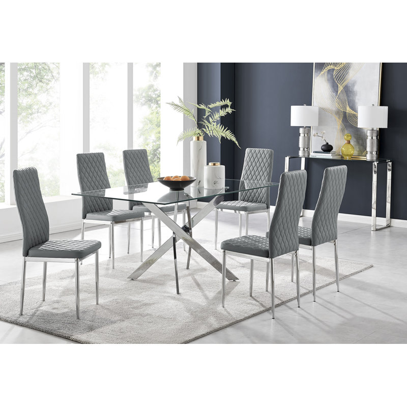 Eubanks Dining Set with 6 Chairs, Elephant Grey