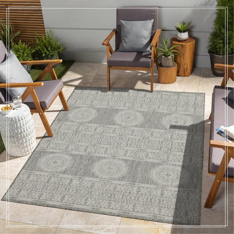Silver Indoor/Outdoor Area Rug, Rectangle 5'3" x 7'3"