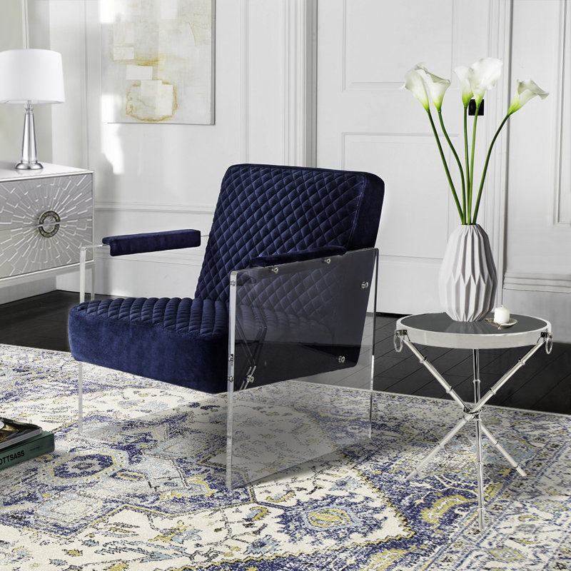 Tribecca 24" Wide Velvet Armchair, Navy Velvet